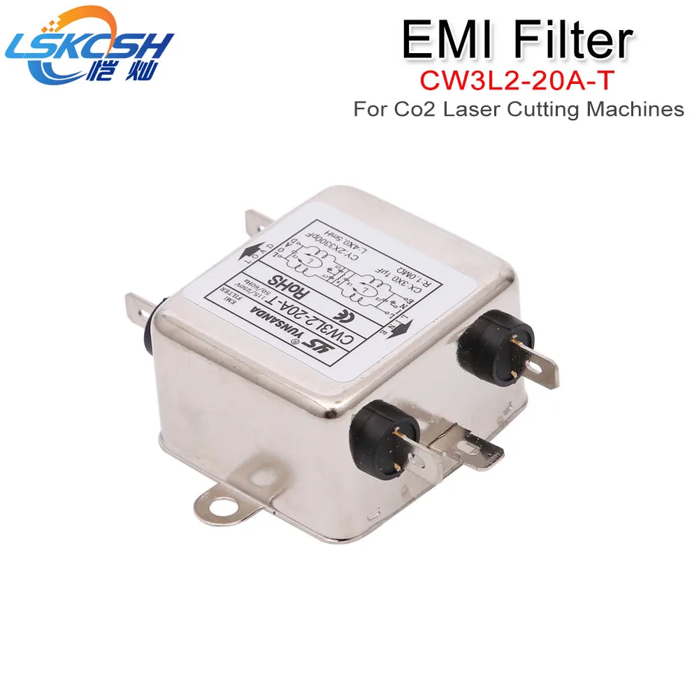 

LSKCSH Power EMI Filter CW3L2-20A-T Single Phase AC 115V / 250V 20A 50/60Hz Professional For Co2 Laser Cutting Engraving Machine