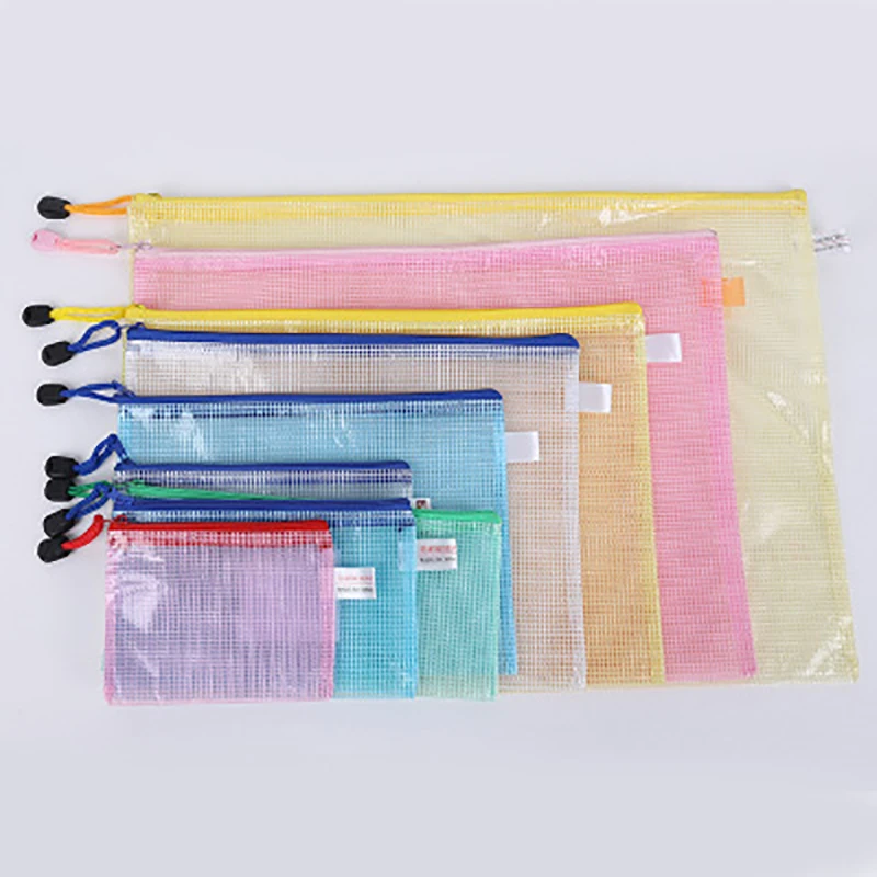 

3 pcs Waterproof Plastic Paper File school folder Book Pencil Pen Case Bag File document bag office & school supplies zip pouch