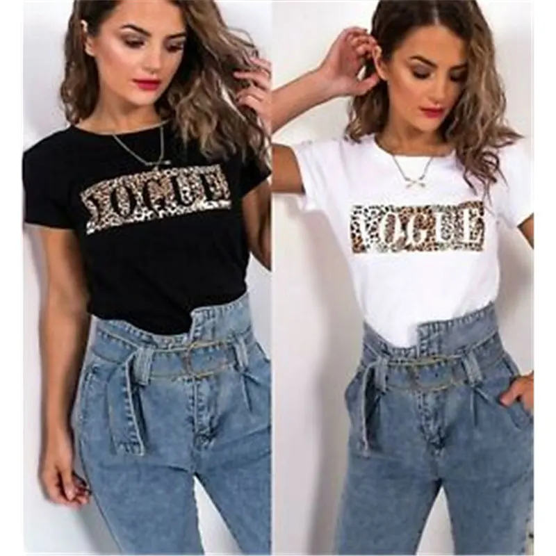 

2019New Harajuku Summer T Shirt Women New Arrivals Fashion VOGUE Printed T-shirt Letter Woman Tee Tops Casual Female T-shirts