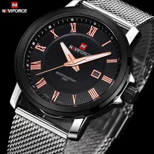 NAVIFORCE Luxury Brand Men’s Quartz Watch Casual Men sport Wrist watches Stainless Steel Strap Silver mesh band Date waterproof