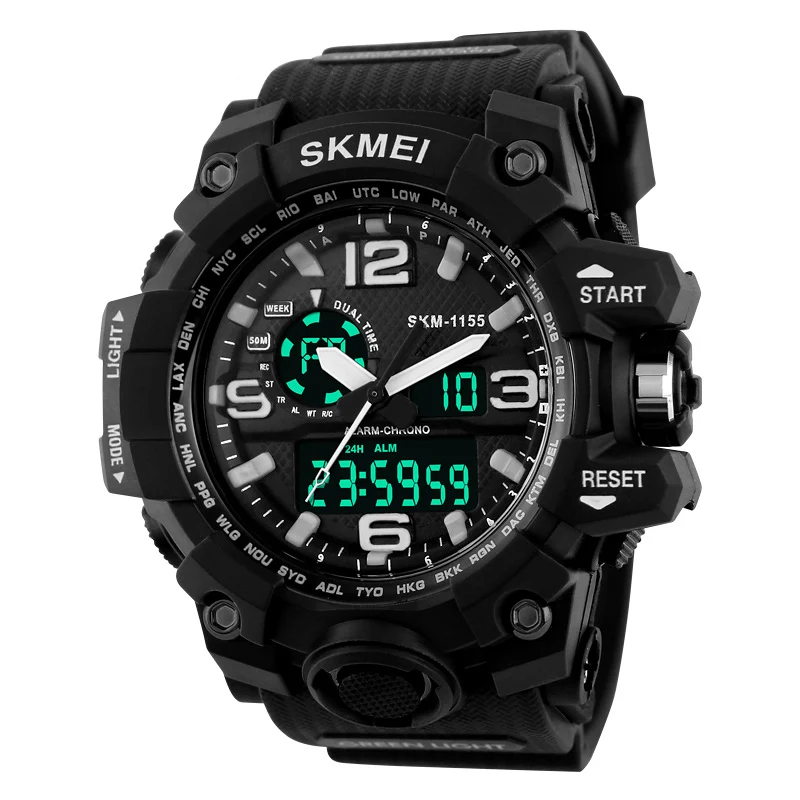 SKMEI Waterproof Watch Display Watches Travel Kit Men LED Outdoor Sport Military Digital Wristwatch 1155 Hunting Accessories