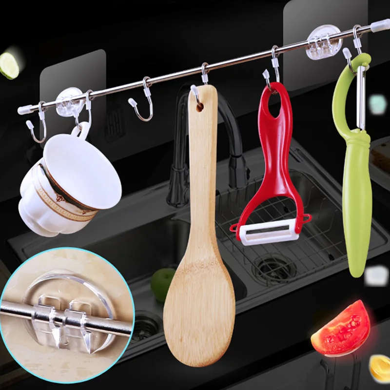 

Bathroom Hook Stainless Steel For Bath Towels Wall Hanger Kitchen Hook Rack For Kitchen Supplies Dual-use Hook