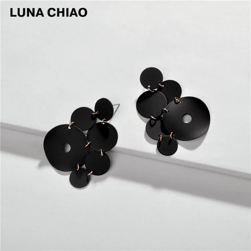 LUNA CHIAO модные ювелирные изделия резиновое покрытие массивные серьги матовые цветные большие серьги для женщин - Окраска металла: Black