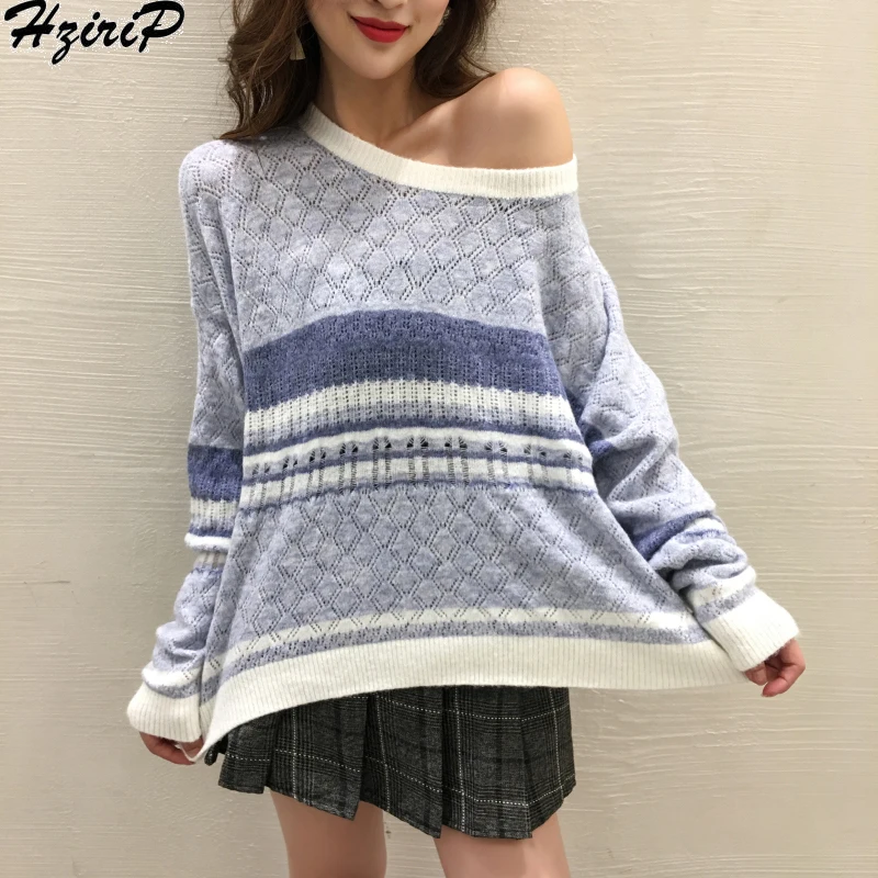 HziriP 2018 New Warm Soft Sweet Sweater Autumn Winter Women Loose Wild Knitted Ladies O Neck 