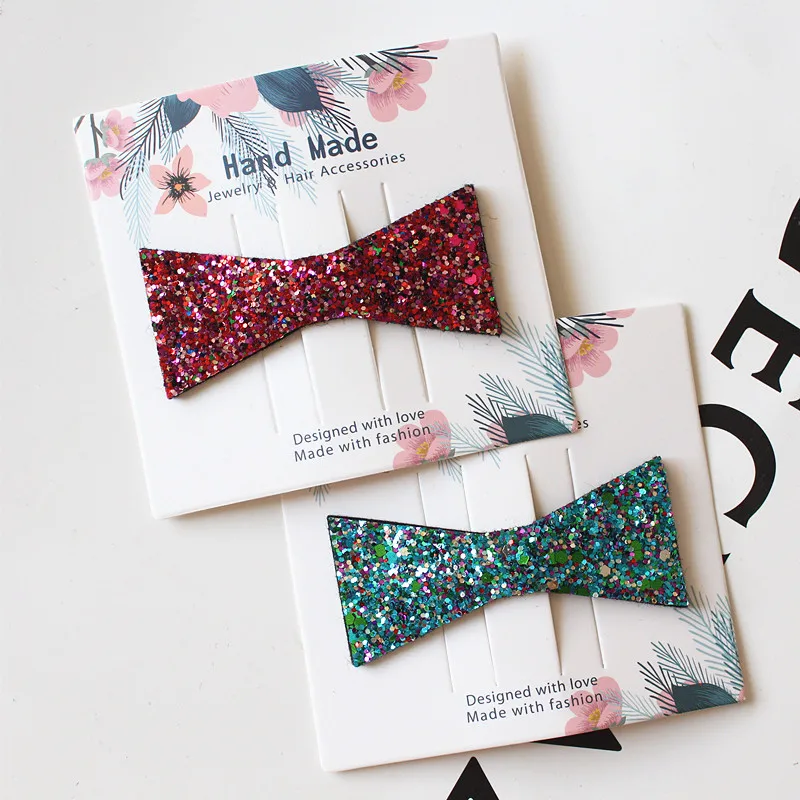 

Resale 2cards/lot Cute Triangle Girls Hair Clip Squre Synthetic Glitter Felt Hairpins Kid Simple Hair Clips Handmade Girl Winter