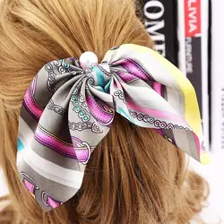 Хвост шарф эластичные жемчужные повязка на голову веревка для Для женщин волос галстук-бабочка Scrunchies повязка на голову s Цветочный принт