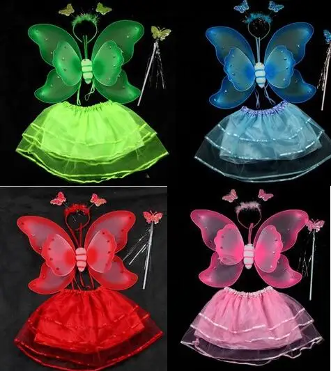 

Wholesale Child Butterfly Costume With Stick, Wings and Headwear Butterfly Decoration