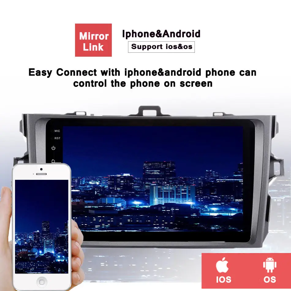 Best 4G+64G 2 din android car dvd player for toyota corolla 2007 2008 2011 car radio gps with steering wheel navigation Android 9.0 4