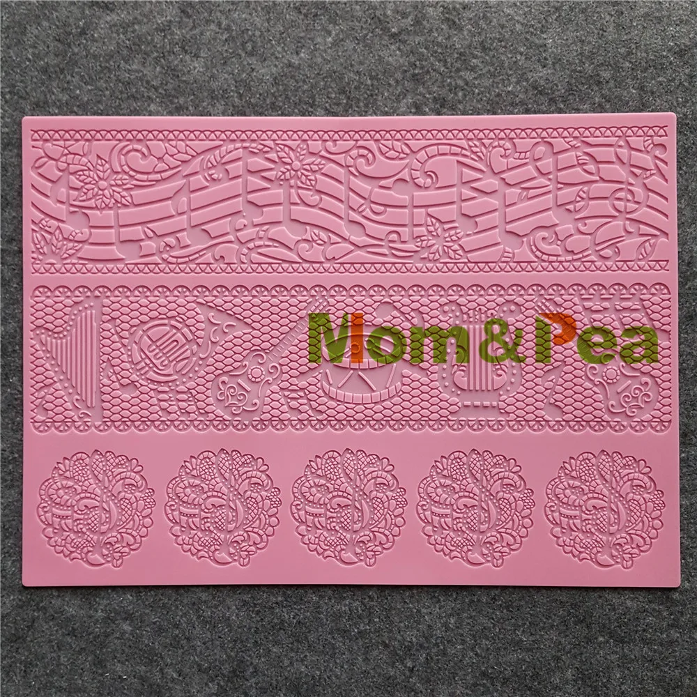 Mom& Pea GX226 музыкальный кружевной коврик, форма для украшения торта, помадка, торт, 3D форма, Пищевая силиконовая форма