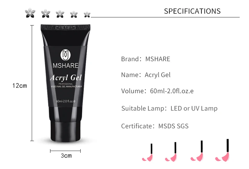 Kits de Construção Mshare Polyel Conjunto Peças Rápida Polygel Acrylgel Claro Deslizamento Solução Líquido Acrílico Unhas 60ml Presente Natal 4 3 líquido acrílico unhas 60ml presente natal
