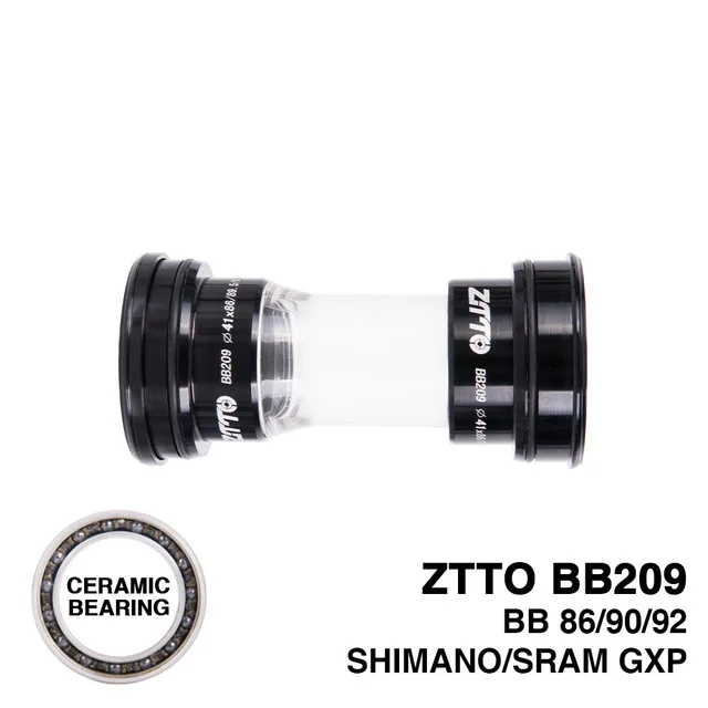 ZTTO керамический Нижний кронштейн BB209 BB92 BB90 BB86 пресс подходит для дорожного горного велосипеда 24 мм шатун SRAM GXP 22 мм цепь - Цвет: BB209 CERAMIC Black
