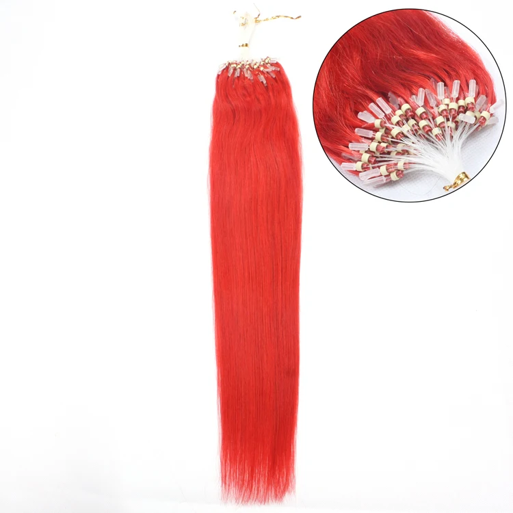 Top quality micro Loop hair Brazilian virgin human hair extensions RED