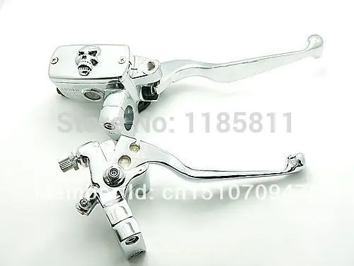 Motorcycle Chrome 1&quot 25mm Skull Hand Brake Master Cylinder Clutch Levers For Kawasaki Yamaha Suzuki Atv Scooter Offroad | Автомобили и
