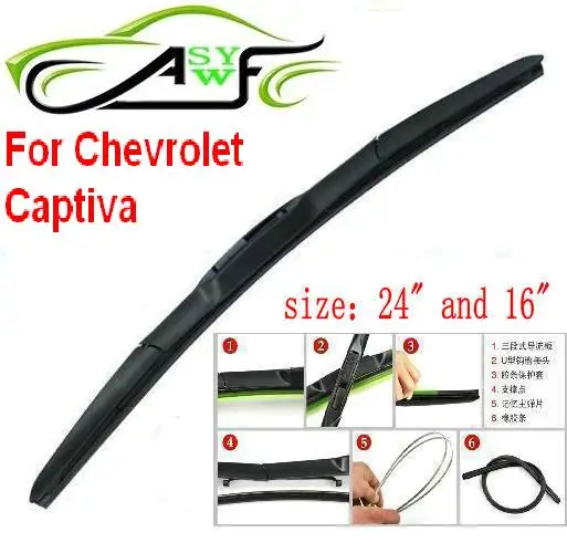 

Free shipping car wiper blade for Chevrolet Captiva Size 24" 16" Soft Rubber WindShield Wiper Blade 2pcs/PAIR deflector window