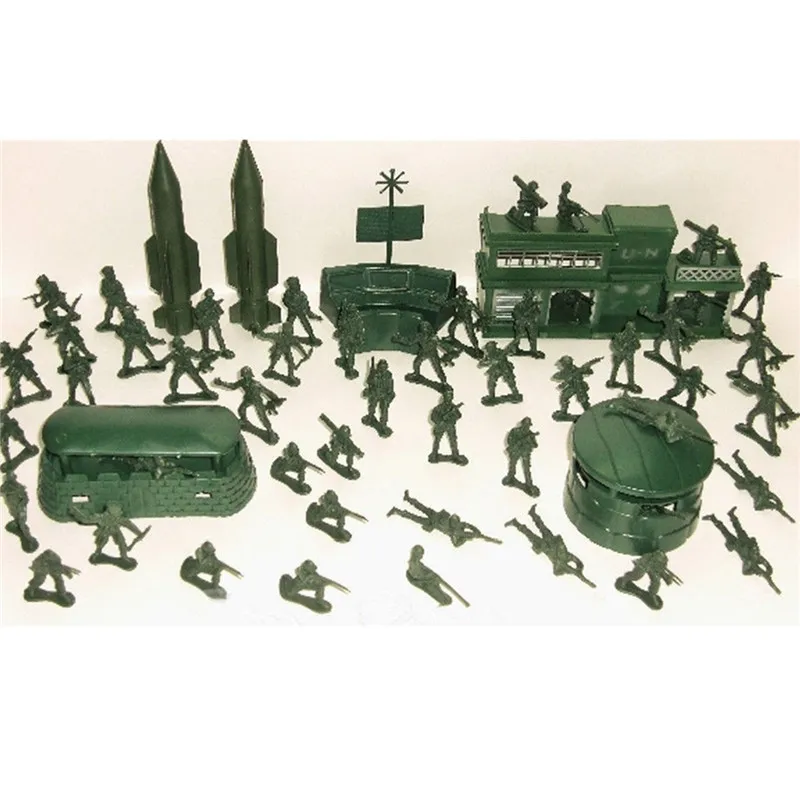 56pcs/Set Military Model Playset Toy Soldier Army Men 5cm Action Figures 