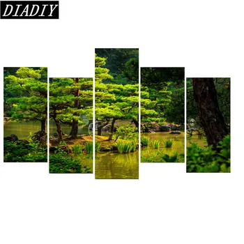 

5pcs 5D diy diamond embroidery scenic"nature scenery"wall canvas painting diamond Painting,diamondmosaic cross stitch wall stick