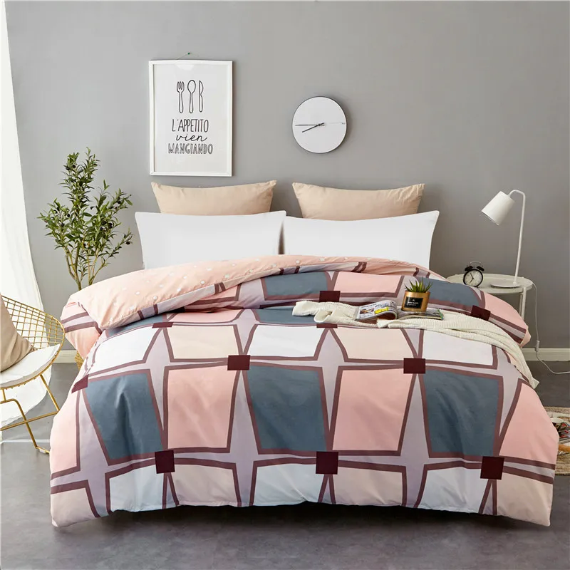 

Nordic Style Bedding Set Geometric Plaid Duvet Cover Set with Pillowcase Queen/King/Twin Size Home Decor Bed Linens Bedclothes