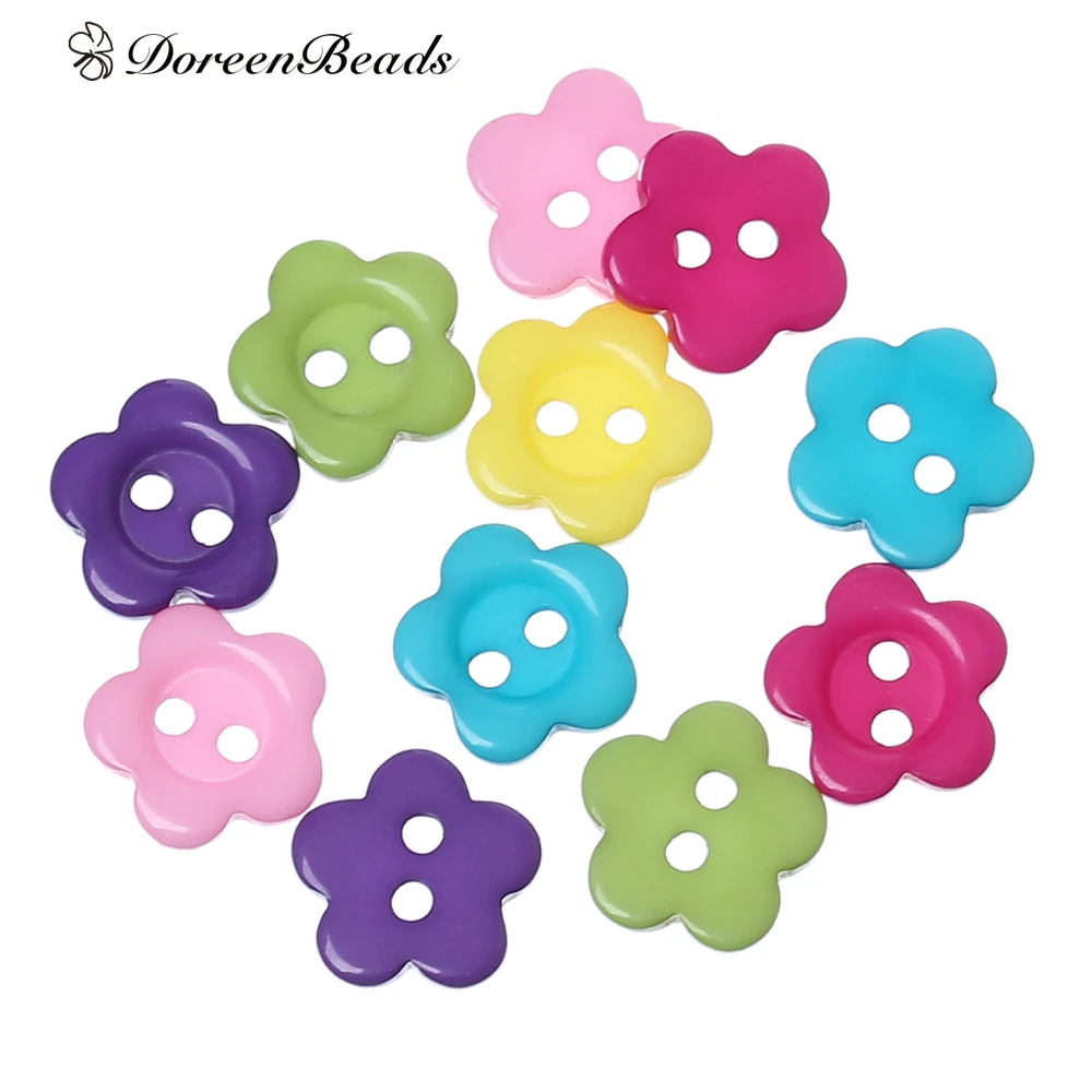 

DoreenBeads Resin Sewing Button Scrapbooking Flower Mixed 2 Holes 10.5mm( 3/8")x 10.0mm( 3/8"),30 PCs 2017 new
