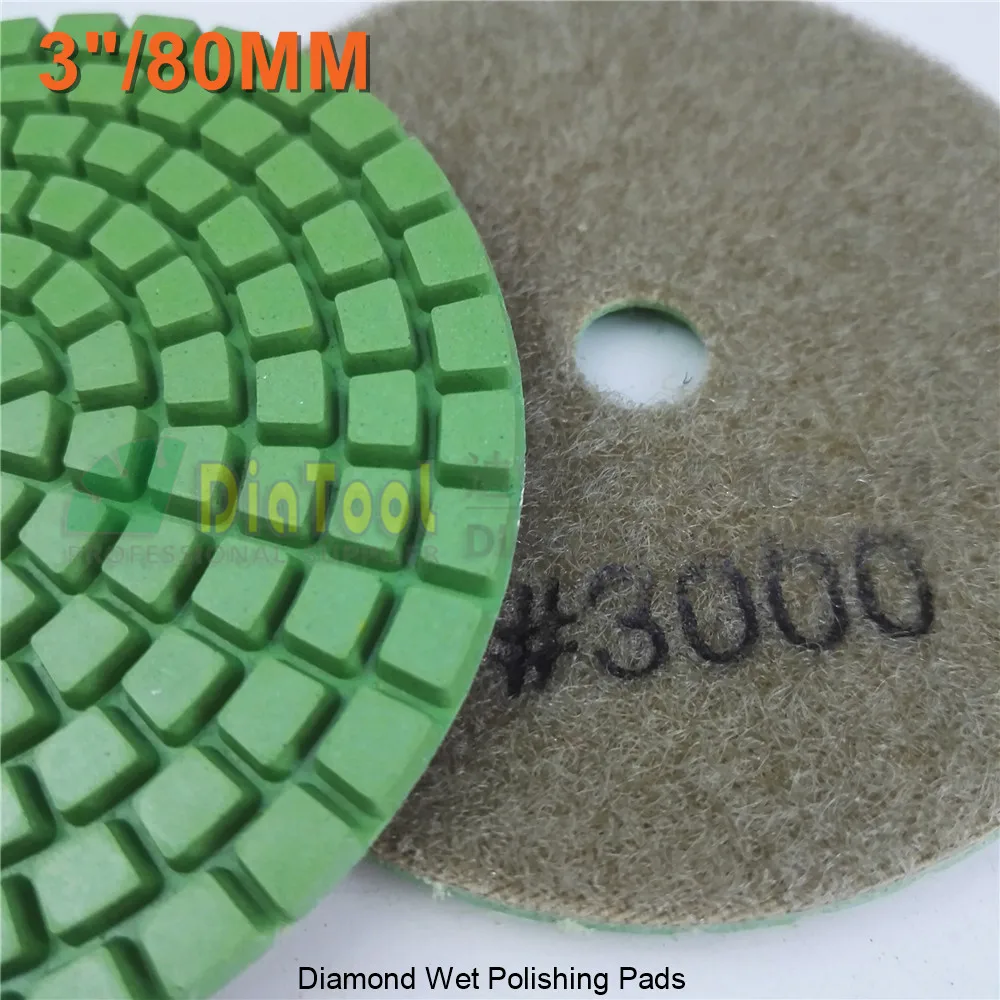 DIATOOL 8pcs Diameter 80mm Grit#3000 Diamond Wet Polishing Pads 3" Resin Bond Stone Sanding Disc For Granite Marble Sander Disk