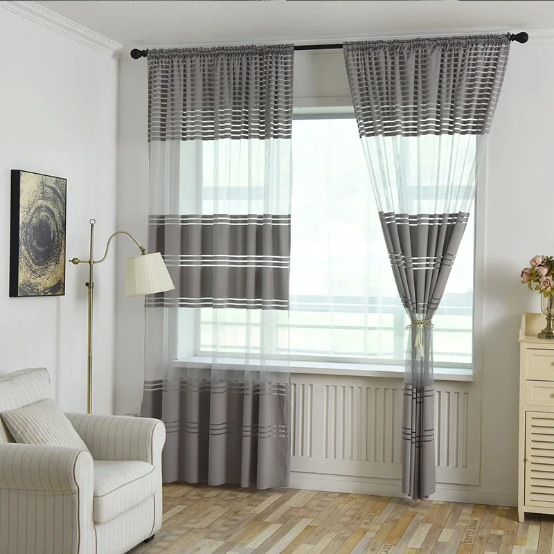 Европейский вязаный Тюль занавески s для гостиной окна экран прозрачная ткань черный/белый/серый отвесная занавеска на дверь в спальню