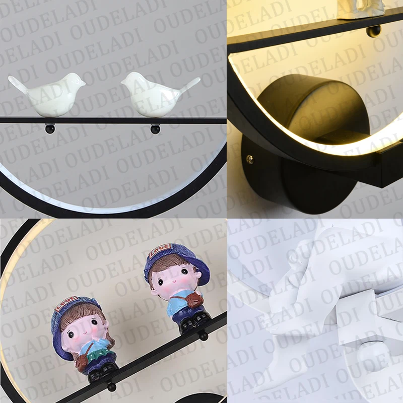  Modern Black White LED Wall Lamps Bird Angel Lovers Kids Aluminum Decorative Interior Living Room D - 32965203296