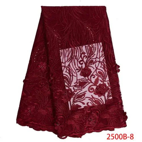 Горячая Роскошная африканская кружевная ткань Высокое качество Тюль французская 3D кружевная ткань французское кружево для свадебного платья APW2500B - Цвет: 2500B-8