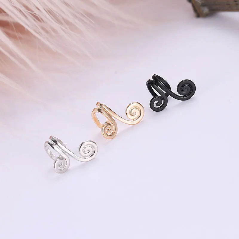 

Distinctive Design Monkey King Golden Hoop Incantation Shaped Black Silver Golden Clip Earrings Ear Cuff For Women