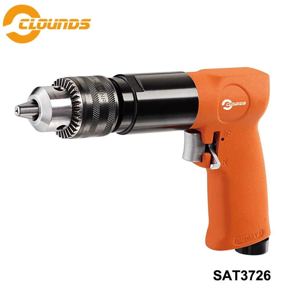 

SAT3726 3/8" 1800rpm High-speed Cordless Pistol Type Pneumatic Gun Drill Reversible Air Drill Tools for Hole Drilling