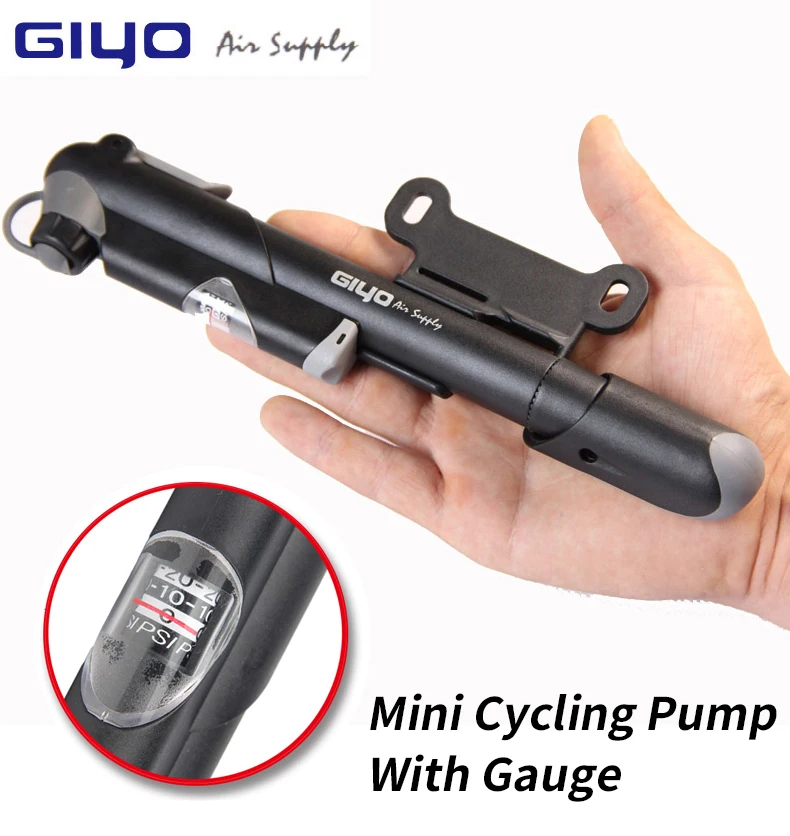 GIYO AV/FV Valve Bike Pump Adaptors MTB Road Bicycle Pump With Gauge Mini Cycling Pump Presta Schrader Tire Bicycle Air Inflator