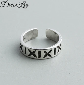 

DIEERLAN Bijoux 2019 Retro Antique Letter Rings 925 Sterling Silver Rings for Women Ladies Fashion Bohemian Jewelry