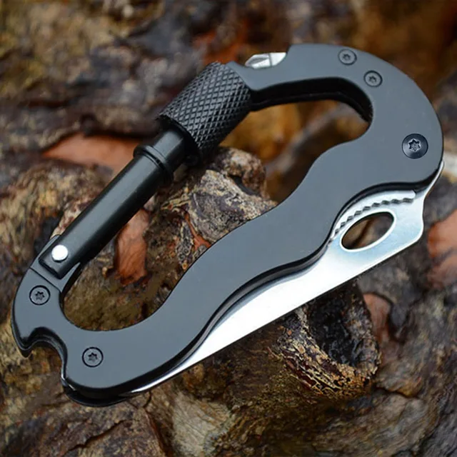 Multifunctional Self Defense Tools Climbing Carabiner Security Hook Gear Buckle Outdoor Safety defensa personal Tactical Knife