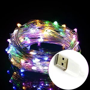LYFS 5 м 50 светодиодный USB мощный медный провод светодиодный светильник для праздничной вечеринки Свадебная гирлянда, рождественские украшения лампы - Испускаемый цвет: multicolor