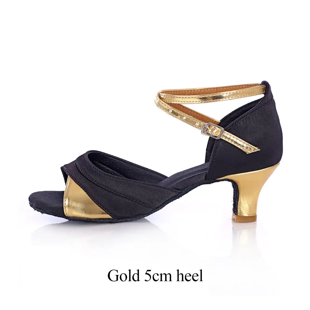 Женская Профессиональная танцевальная обувь, высокий каблук 5 см/7 см, женские/девичьи/латинские/Танго/бальные джазовые туфли для танцев, мягкая подошва - Цвет: Gold 5cm heel