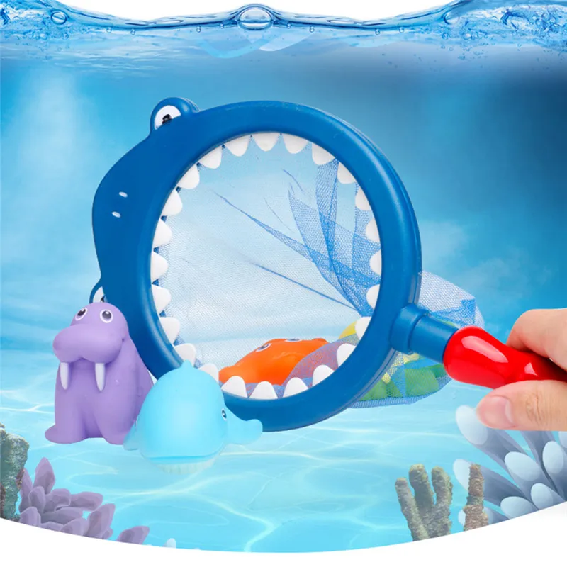 Детские рыболовные игрушки в форме акулы, меняющие цвет, играющие с водой и рыболовные игрушки, морская звезда, водный спрей, морж с соусом для детей