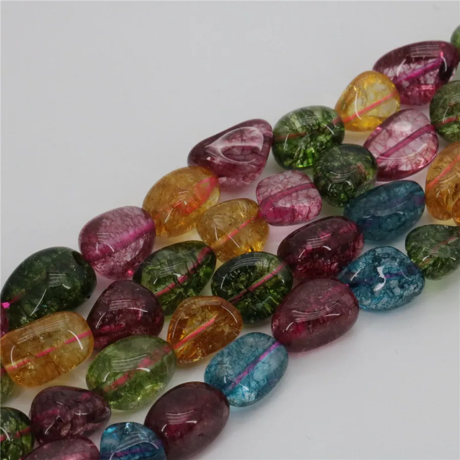 

DIY Parts Accessories Jewelry 12-16mm Multicolor Tourmaline Irregular Stone Manual Women Loose Beads AAA Beautiful Fashion 15''