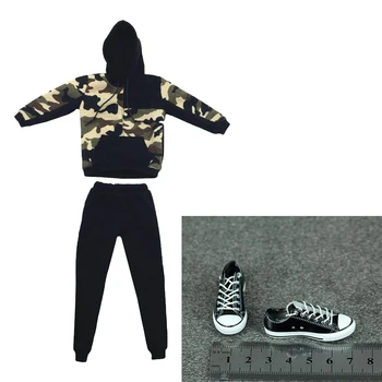 

1/6 Scale Male Doll Top Hoodie Hooded Pullover Trousers and Canvas Shoes for 12inch Hot Toys Figure