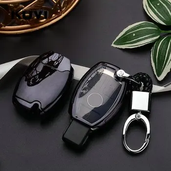 Good quality TPU+PC Car Key Case Cover Key Holder Chain Ring For Mercedes Benz W203 W210 W211 W124 W202 W204 AMG Accessories 1