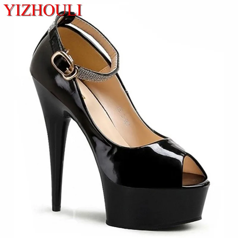 

15cm ultra high tracking shoes, high and thin fish mouth shallow shoes, water drilling and Occident club sexy Dance Shoes