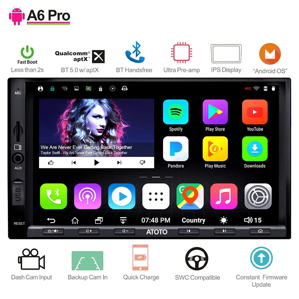 ATOTO A6 2 Din Android автомобильный gps стерео плеер/2x Bluetooth и aptX и ips дисплей/A6Y2721PRB/Indash Мультимедиа Радио/WiFi USB