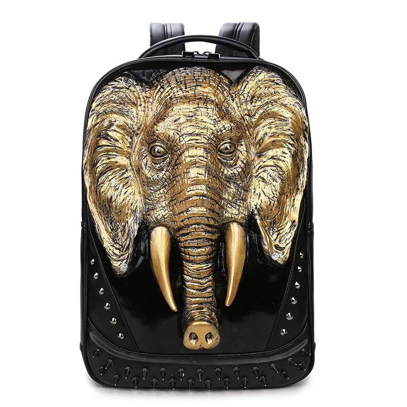 Новый уникальный дизайн 3D животное PU Панк рюкзак повседневный мужской Mochila