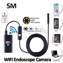 8 мм Объектив Iphone Wifi USB Эндоскоп Камеры HD720P 5 М Гибкая Змея USB Бороскоп Инспекции Tablet PC 2-МЕГАПИКСЕЛЬНАЯ камера 6LED