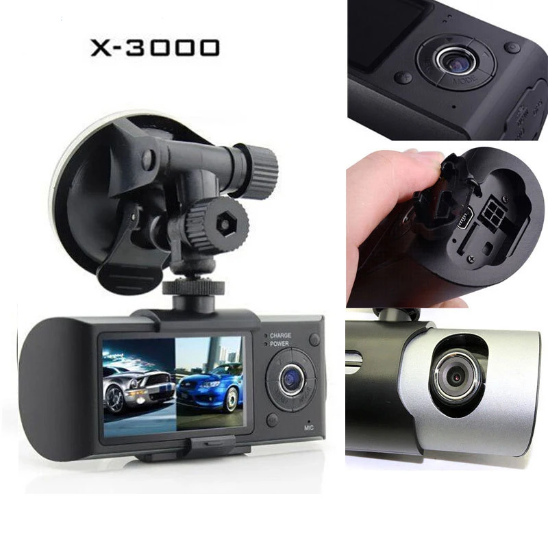 Podofo Dual Lens Car DVR X3000 R300 Dash Camera with GPS G-Sensor Camcorder 140 Degree Wide Angle 2.7 inch Cam Video Recorder