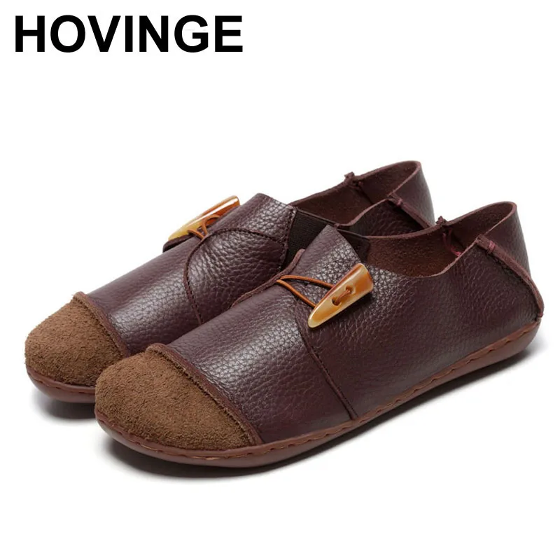 

HOVINGE 2018 Woman Shoes Female Genuine Leather Shoes Vintage Elegant Fashion D1505 (0309)