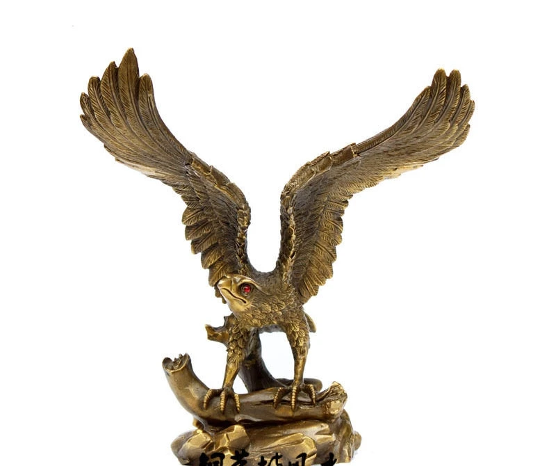 

10" China Pure Bronze Birds Eagle Saker Falcon Statue Figurine Bless Success