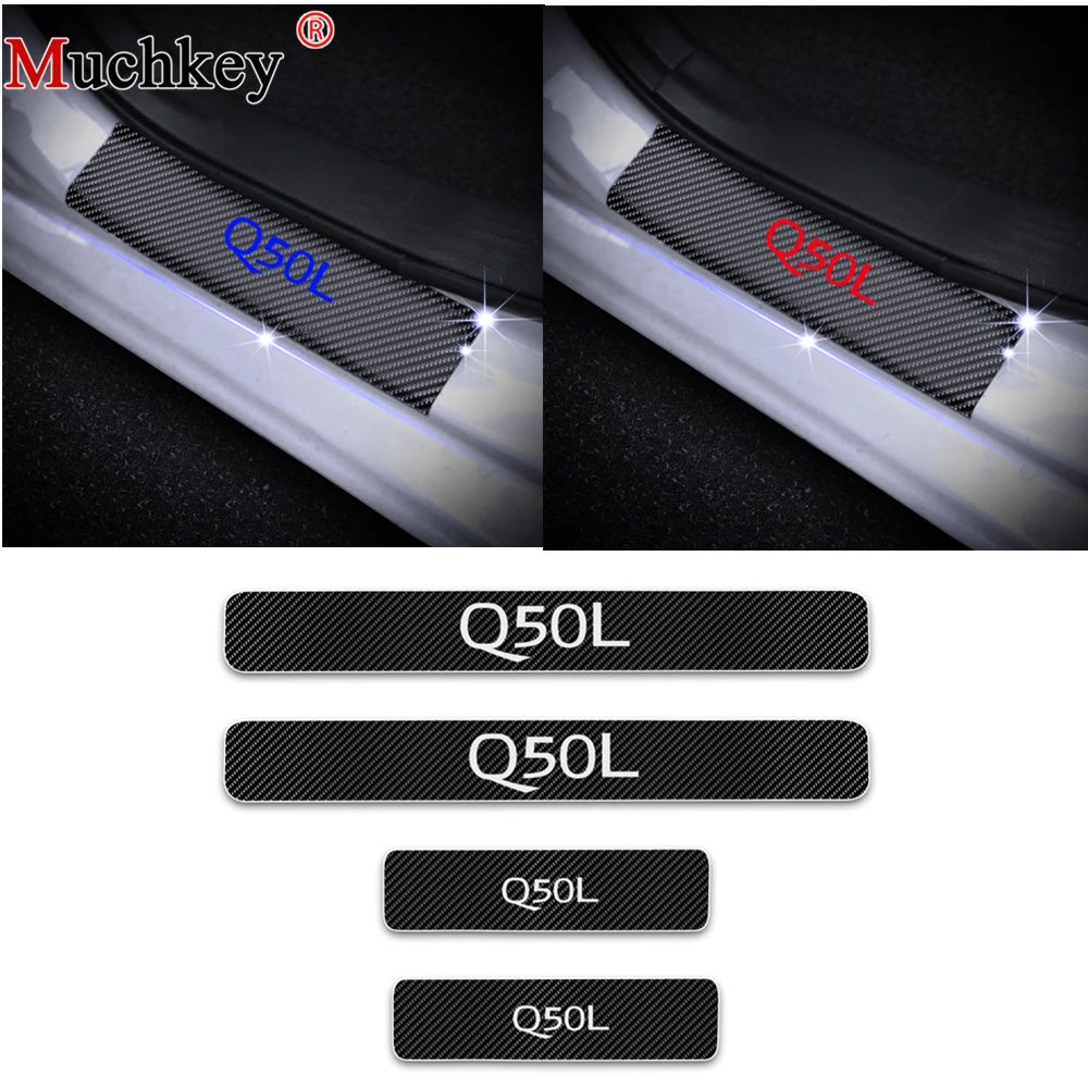 4D Углеродного Волокна Виниловые украшения наклейки для Infiniti Q50L автомобиля дверной порог двери пороговая Пластина Автомобильные