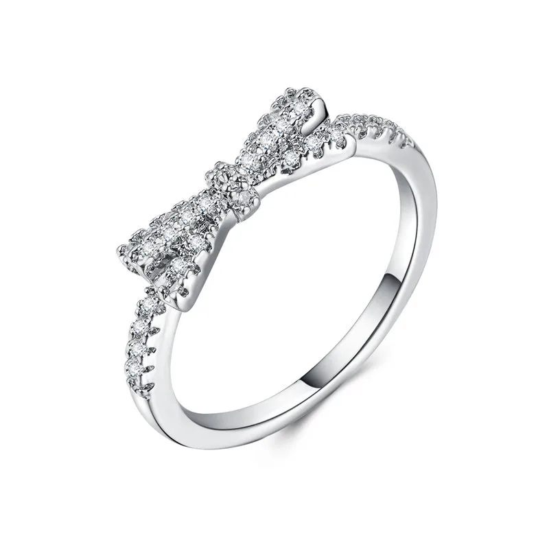 4 цвета, милый бант, дизайнерское женское кольцо 925 anillos, серебряное женское кольцо с микро-покрытием, галстук-бабочка, CZ камни, вечерние ювелирные изделия для свиданий