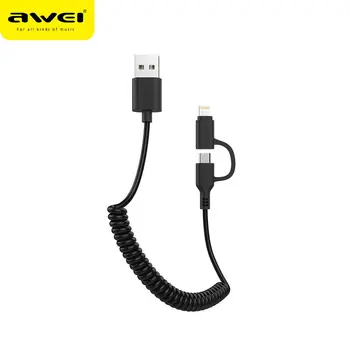 

Awei data Cable quick charging Date line 2 in 1 for apple phone and Type-c devices android and lighting 2 in 1