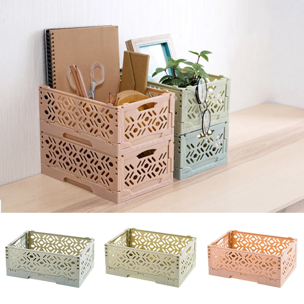 

LASPERAL 1PCs Plastic Stacked Desktop Storage Basket Folding Storage Box Container Multi-functional Storage Box For Sundries