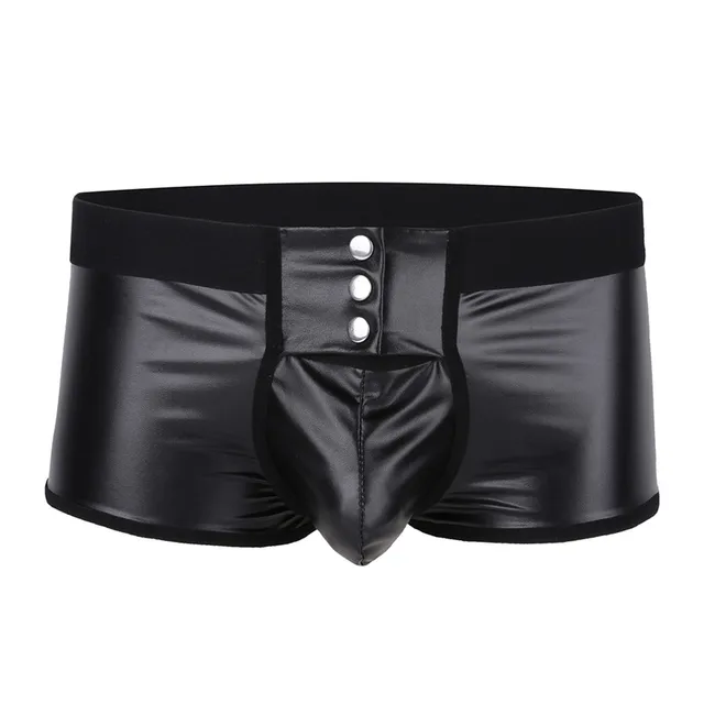 Mens Lingerie Gay Panties Mens Leather Underwear Bulge Pouch Panties Trunk Boxer Underwear with