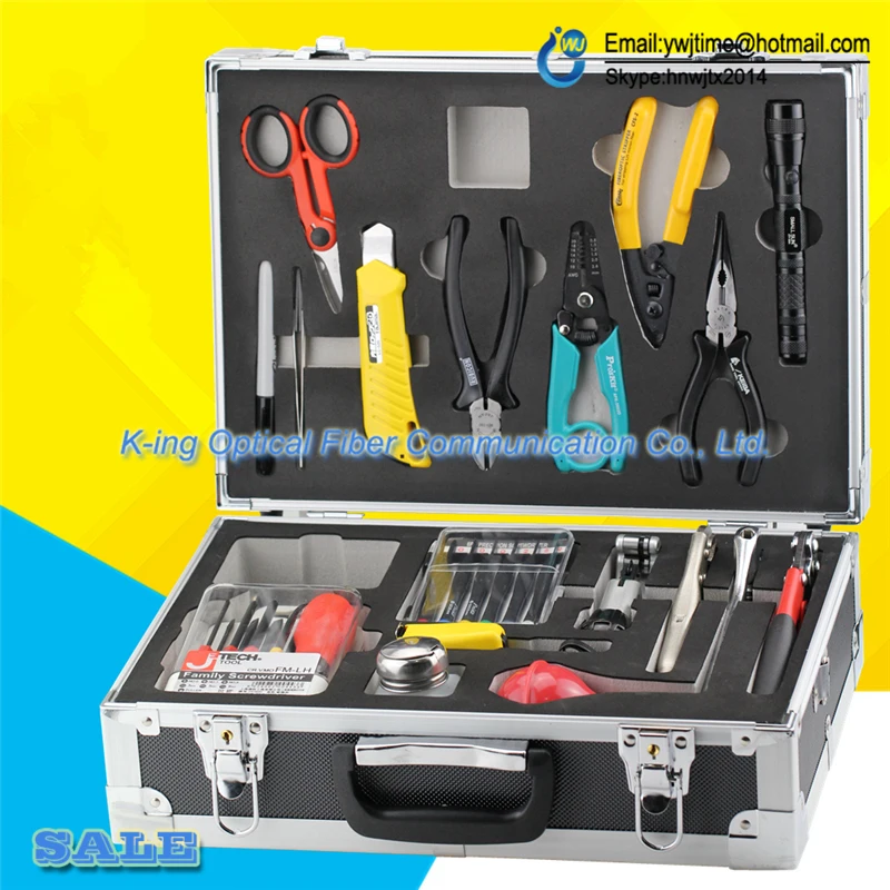 

high quality 19 PCS FTTH Optical Cable Construction Toolbox FTTH construction kit Cable kit Fiber Toolbox DHL Free Shipping